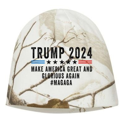 MAGAGA Trump 2024 Make America Great And Glorious Again Kati - Camo Knit Beanie