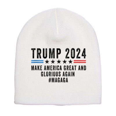 MAGAGA Trump 2024 Make America Great And Glorious Again Short Acrylic Beanie