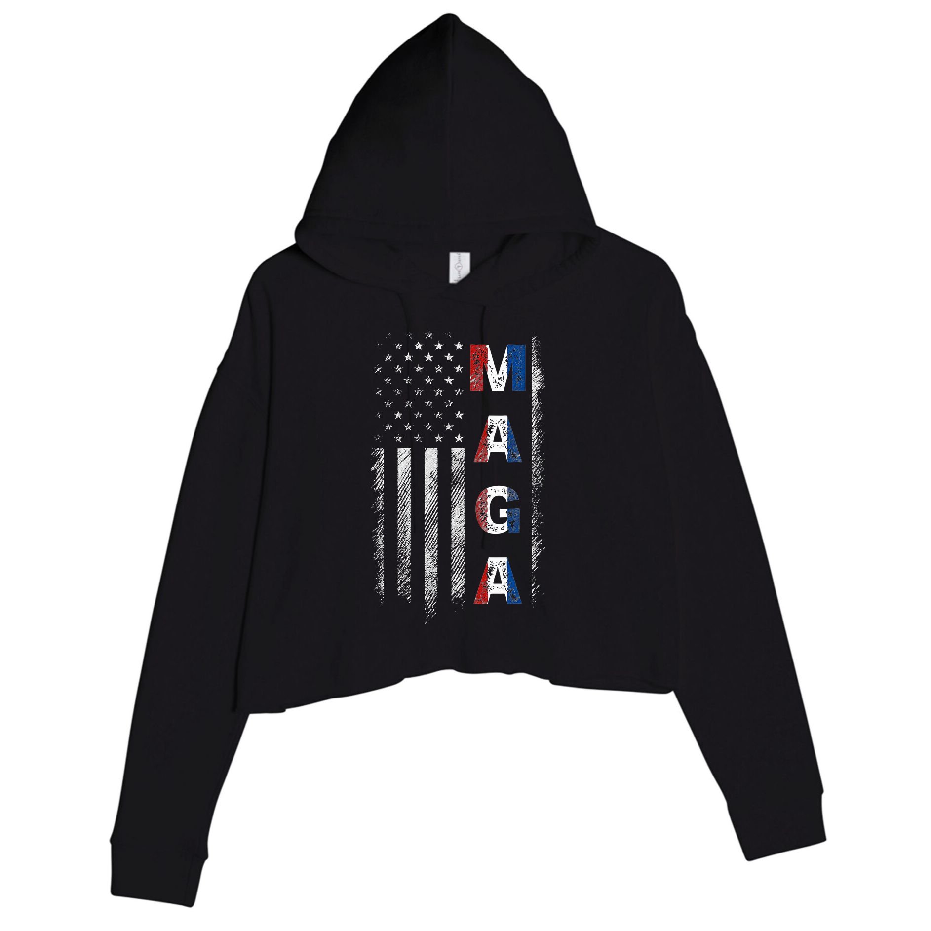 Maga Trump 2024 Us Flag American Crop Fleece Hoodie