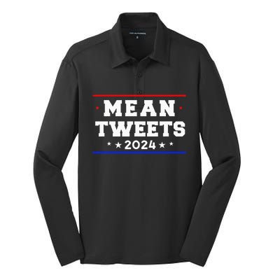 Mean Tweets 2024 Funny Trump Silk Touch Performance Long Sleeve Polo