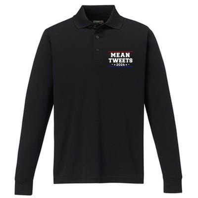 Mean Tweets 2024 Funny Trump Performance Long Sleeve Polo