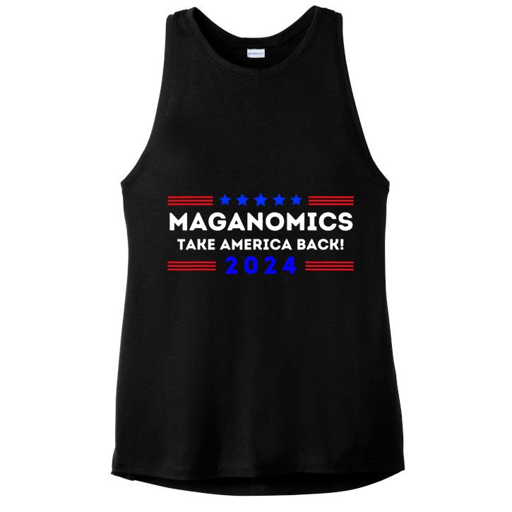 Maganomics Trump 2024 Take America Back Trump Election 2024 Ladies PosiCharge Tri-Blend Wicking Tank