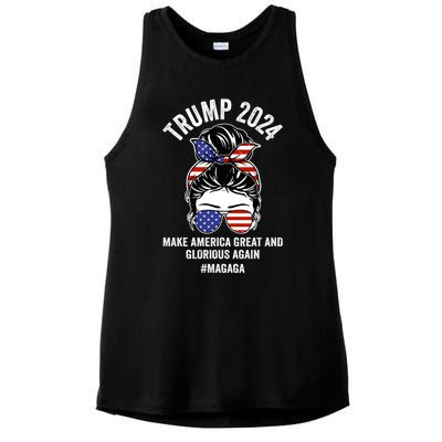 Magaga Trump 2024 Make America Great And Glorious Again Gift Ladies PosiCharge Tri-Blend Wicking Tank