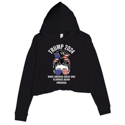 Magaga Trump 2024 Make America Great And Glorious Again Gift Crop Fleece Hoodie