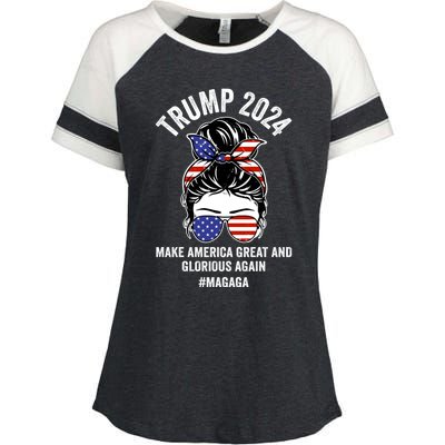 Magaga Trump 2024 Make America Great And Glorious Again Gift Enza Ladies Jersey Colorblock Tee