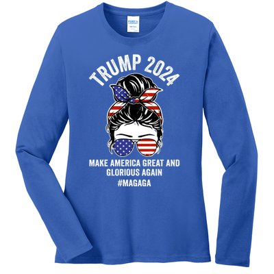 Magaga Trump 2024 Make America Great And Glorious Again Gift Ladies Long Sleeve Shirt