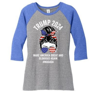 Magaga Trump 2024 Make America Great And Glorious Again Gift Women's Tri-Blend 3/4-Sleeve Raglan Shirt