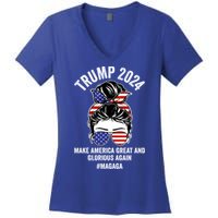 Magaga Trump 2024 Make America Great And Glorious Again Gift Women's V-Neck T-Shirt