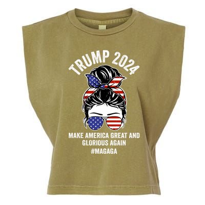 Magaga Trump 2024 Make America Great And Glorious Again Gift Garment-Dyed Women's Muscle Tee