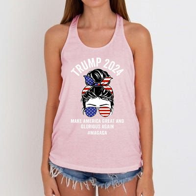 Magaga Trump 2024 Make America Great And Glorious Again Gift Women's Knotted Racerback Tank