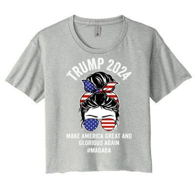 Magaga Trump 2024 Make America Great And Glorious Again Gift Women's Crop Top Tee