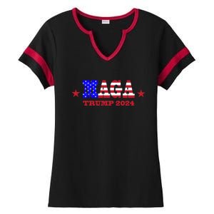 MAGA Trump 2024 Ladies Halftime Notch Neck Tee