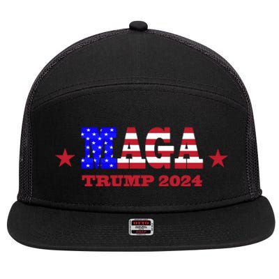 MAGA Trump 2024 7 Panel Mesh Trucker Snapback Hat