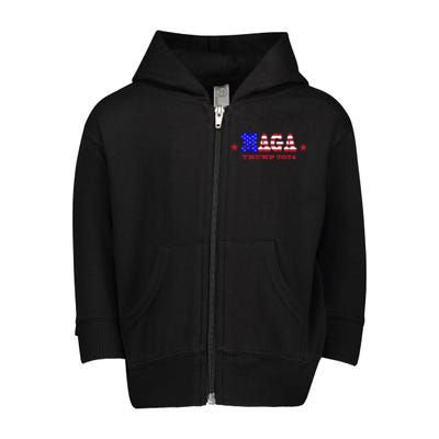 MAGA Trump 2024 Toddler Zip Fleece Hoodie