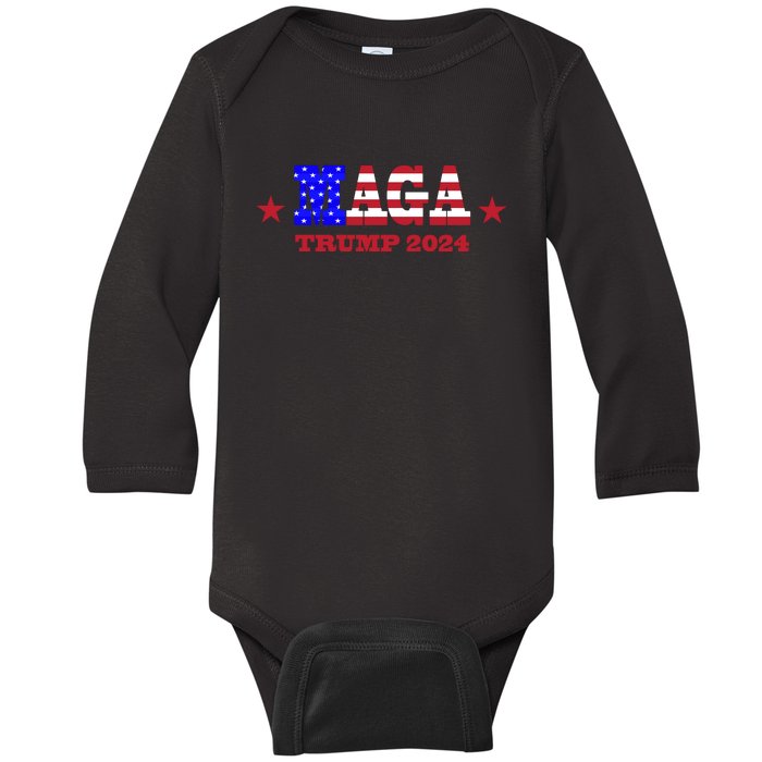 MAGA Trump 2024 Baby Long Sleeve Bodysuit