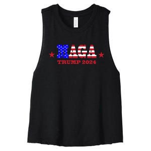 MAGA Trump 2024 Women's Racerback Cropped Tank