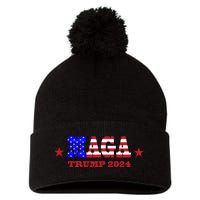 MAGA Trump 2024 Pom Pom 12in Knit Beanie