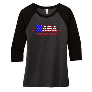 MAGA Trump 2024 Women's Tri-Blend 3/4-Sleeve Raglan Shirt