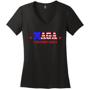 MAGA Trump 2024 Women's V-Neck T-Shirt