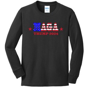 MAGA Trump 2024 Kids Long Sleeve Shirt