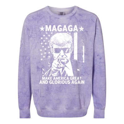 Magaga Trump 2024 Make America Great And Glorious Again Gift Colorblast Crewneck Sweatshirt