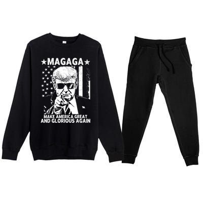 Magaga Trump 2024 Make America Great And Glorious Again Gift Premium Crewneck Sweatsuit Set