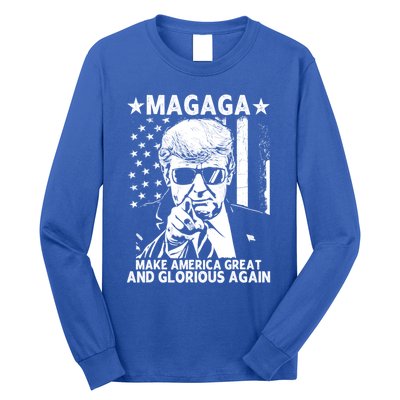 Magaga Trump 2024 Make America Great And Glorious Again Gift Long Sleeve Shirt