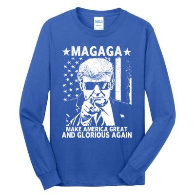 Magaga Trump 2024 Make America Great And Glorious Again Gift Tall Long Sleeve T-Shirt