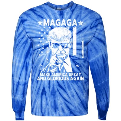 Magaga Trump 2024 Make America Great And Glorious Again Gift Tie-Dye Long Sleeve Shirt