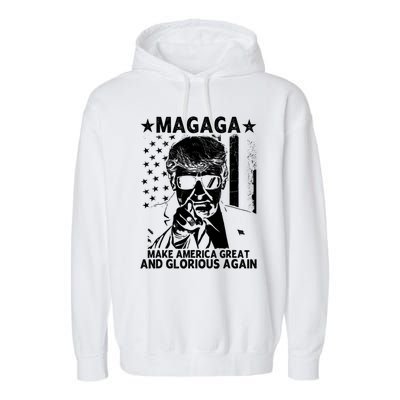 Magaga Trump 2024 Make America Great And Glorious Again Gift Garment-Dyed Fleece Hoodie