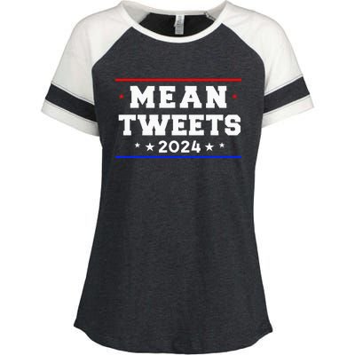 Mean Tweets 2024 Funny Trump Enza Ladies Jersey Colorblock Tee