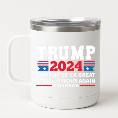 MAGAGA Trump 2024 Make America Great And Glorious Again Funny 12 oz Stainless Steel Tumbler Cup