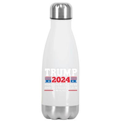 MAGAGA Trump 2024 Make America Great And Glorious Again Funny Stainless Steel Insulated Water Bottle