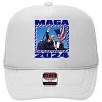 Maga Trump 2024 High Crown Mesh Back Trucker Hat