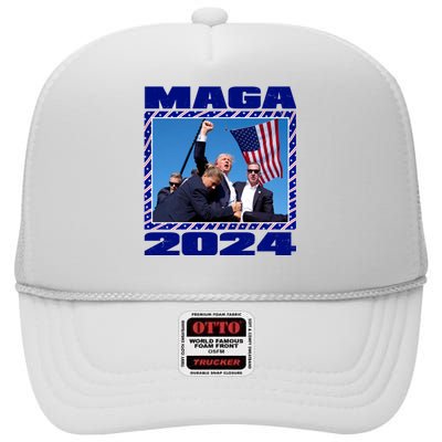 Maga Trump 2024 High Crown Mesh Back Trucker Hat