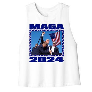 Maga Trump 2024 Women's Racerback Cropped Tank