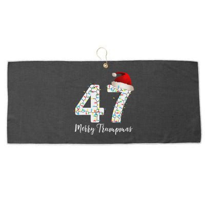 Merry Trumpmas 47 Family Matching Pj Funny Christmas Trump Large Microfiber Waffle Golf Towel