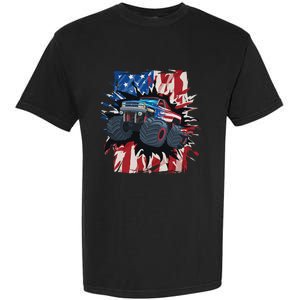 Monster Truck 4th Of July American Flag USA Garment-Dyed Heavyweight T-Shirt