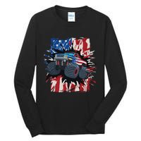 Monster Truck 4th Of July American Flag USA Tall Long Sleeve T-Shirt