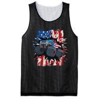 Monster Truck 4th Of July American Flag USA Mesh Reversible Basketball Jersey Tank