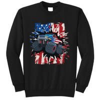 Monster Truck 4th Of July American Flag USA Tall Sweatshirt