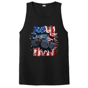 Monster Truck 4th Of July American Flag USA PosiCharge Competitor Tank