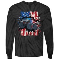 Monster Truck 4th Of July American Flag USA Tie-Dye Long Sleeve Shirt