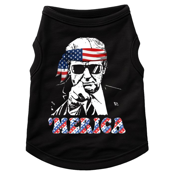 Merica Trump 4th Of July American Flag Festive Doggie Tank