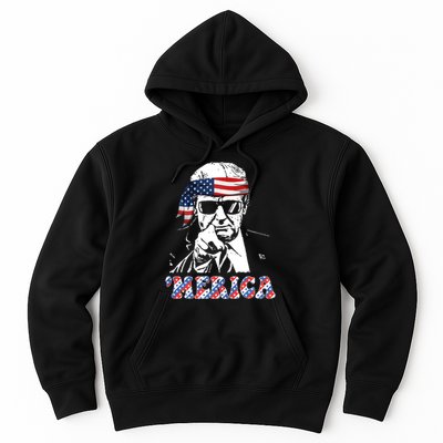 Merica Trump 4th Of July American Flag Festive Hoodie