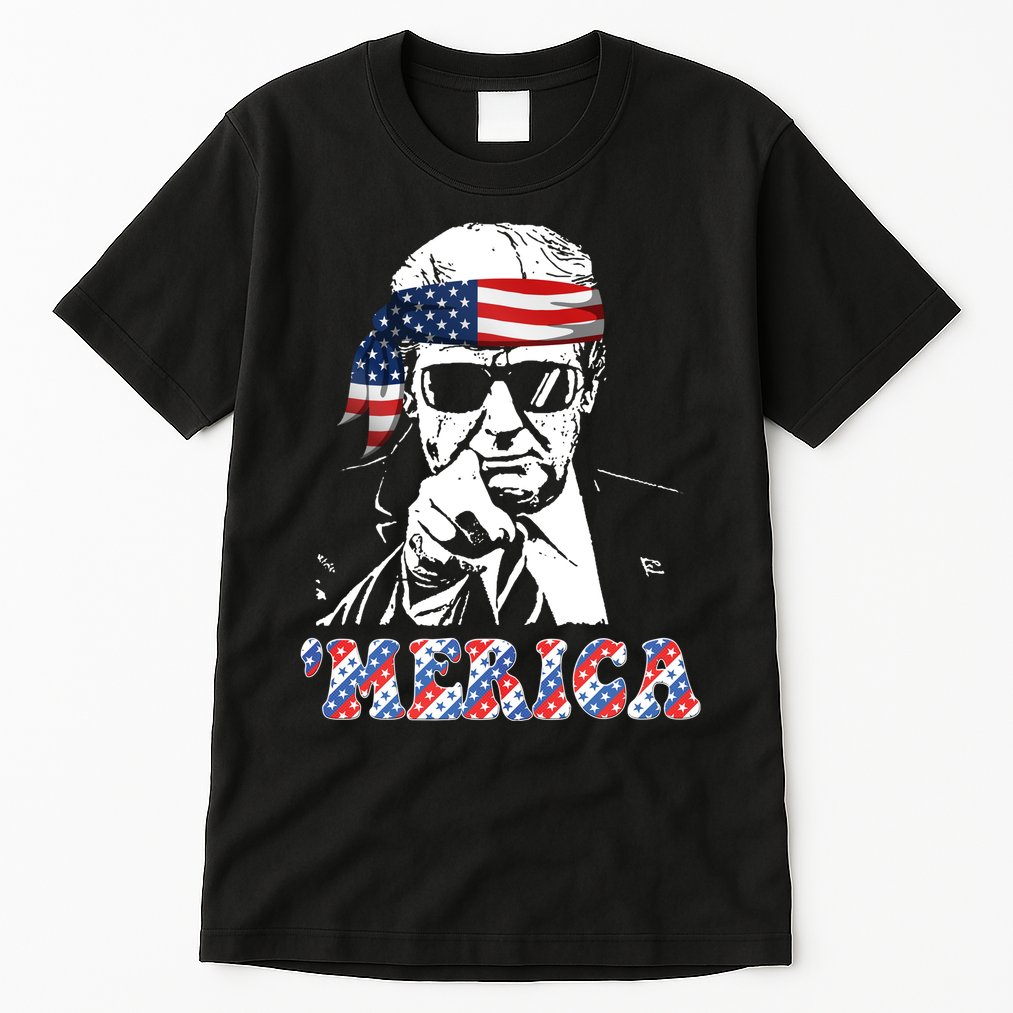Merica Trump 4th Of July American Flag Festive Tall T-Shirt