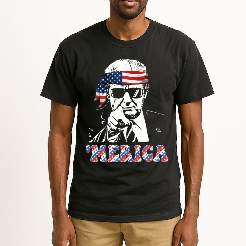 Merica Trump 4th Of July American Flag Festive Tall T-Shirt