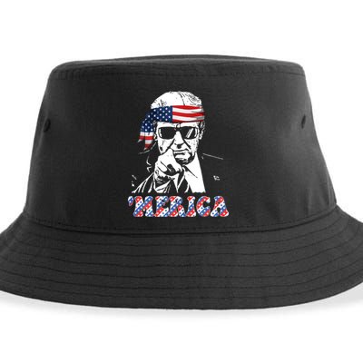 Merica Trump 4th Of July American Flag Festive Sustainable Bucket Hat
