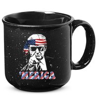 Merica Trump 4th Of July American Flag Festive 15oz Campfire Ceramic Mug