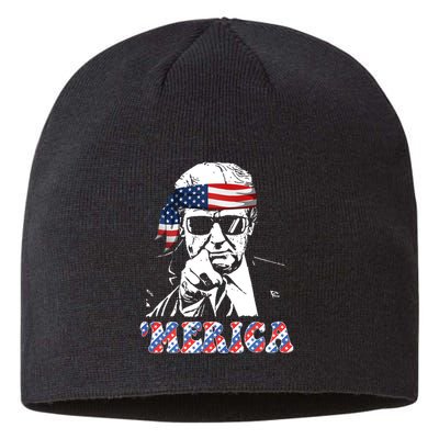 Merica Trump 4th Of July American Flag Festive Sustainable Beanie